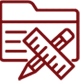 A red and black icon of an open folder with a pencil.